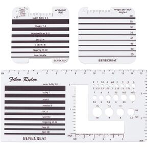 BENECREAT 3 Styles Acrylic Knitting Gauge Rulers, Square Knitting Tool Crochet Hook Knitting Needle Gauge Yarn Wrap Per Inch Guide Board for Measurement Sewing Tailor Craft, 2.5x2.5inch