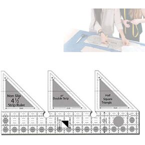 45/60/90 Degree Double Strip Ruler, Double Strip Quilting Ruler, Creative Ruler Grids, Quilt Rulers, Non-Slip, for Sewing (8 inch, 45 Degree)