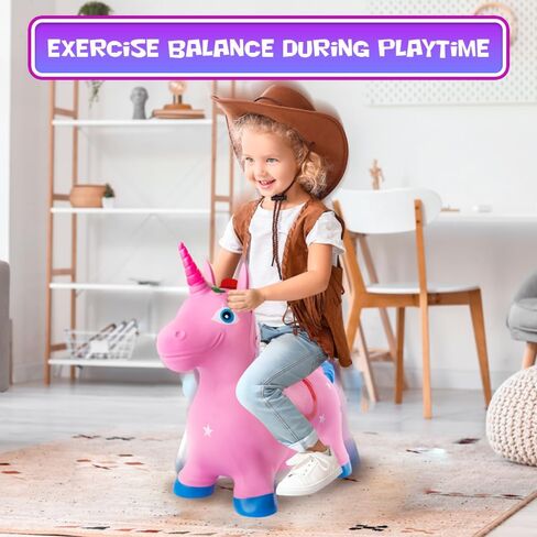 قادوس حصان نطاط من ArtCreativity مع موسيقى، ركوب على حصان مطاطي للعب النشط في الأماكن المغلقة أو الهواء الطلق، لعبة حصان قابلة للنفخ للأطفال (تشمل المضخة) in Kuwait