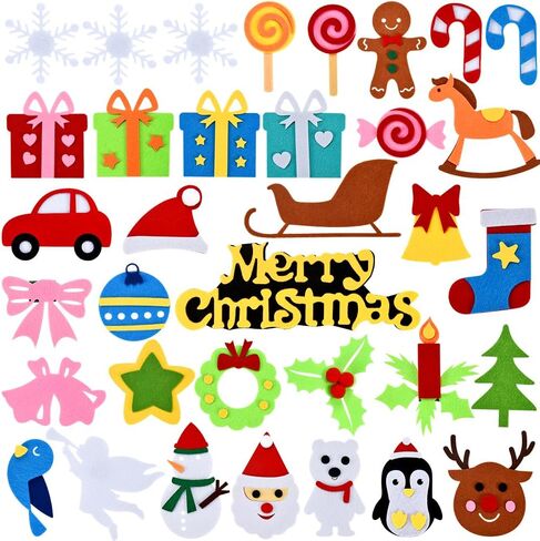 شجرة عيد الميلاد اللباد - زينة عيد الميلاد بطول 3.4 قدم للأطفال الصغار مع 41 قطعة من الزينة، هدايا عيد الميلاد DIY لتزيين جدار الباب. in Kuwait