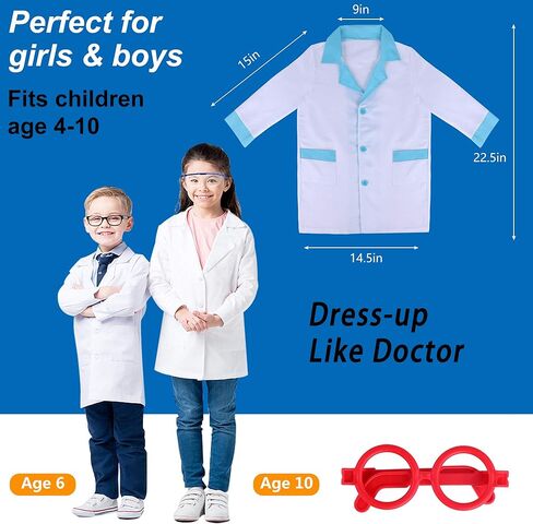 مجموعة طبيب لعبة جينميك للأطفال، 22 قطعة للأطفال الصغار مجموعة طبيب التظاهر مع زي طبيب لعب الأدوار وحقيبة ظهر طبية كبيرة جدًا، مجموعات دكتور طبية للأولاد والبنات بعمر 3 4 5 6 7 سنوات هدية in Kuwait