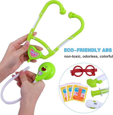 مجموعة طبيب لعبة جينميك للأطفال، 22 قطعة للأطفال الصغار مجموعة طبيب التظاهر مع زي طبيب لعب الأدوار وحقيبة ظهر طبية كبيرة جدًا، مجموعات دكتور طبية للأولاد والبنات بعمر 3 4 5 6 7 سنوات هدية in Kuwait