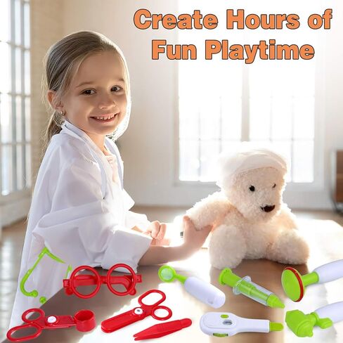 مجموعة طبيب لعبة جينميك للأطفال، 22 قطعة للأطفال الصغار مجموعة طبيب التظاهر مع زي طبيب لعب الأدوار وحقيبة ظهر طبية كبيرة جدًا، مجموعات دكتور طبية للأولاد والبنات بعمر 3 4 5 6 7 سنوات هدية in Kuwait