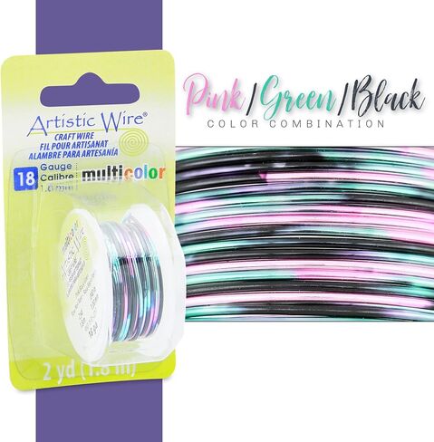 Artistic Wire Multicolor, 18 Gauge Tarnish Resistant Colored Copper Craft Jewelry Wrapping Wire Wire, Silver, Gold, Black, 2 yd in Saudi Arabia