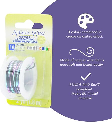 Artistic Wire Multicolor, 18 Gauge Tarnish Resistant Colored Copper Craft Jewelry Wrapping Wire Wire, Silver, Gold, Black, 2 yd in Saudi Arabia