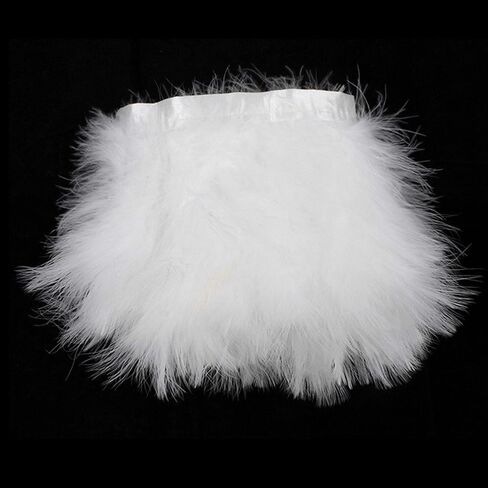 AWAYTR Turkey Marabou Hackle Fluffy Feather Fringe Trim Craft 6-8 inches Width Pack of 2 Yards (Black) in Kuwait