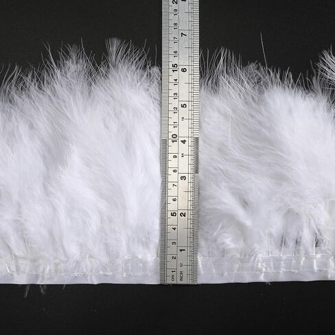 AWAYTR Turkey Marabou Hackle Fluffy Feather Fringe Trim Craft 6-8 inches Width Pack of 2 Yards (Black) in Kuwait
