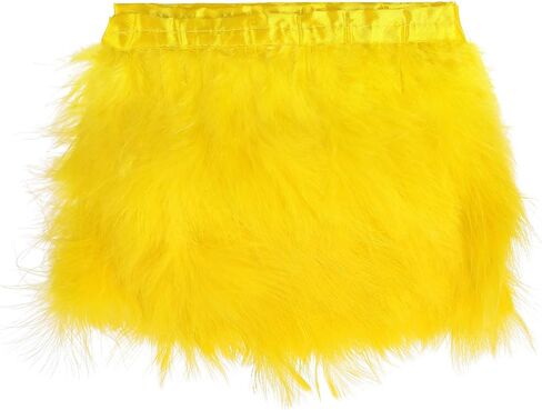 AWAYTR Turkey Marabou Hackle Fluffy Feather Fringe Trim Craft 6-8 inches Width Pack of 2 Yards (Black) in Kuwait