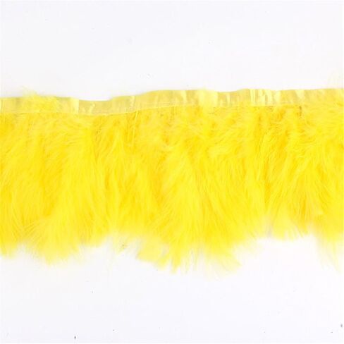AWAYTR Turkey Marabou Hackle Fluffy Feather Fringe Trim Craft 6-8 inches Width Pack of 2 Yards (Black) in Kuwait