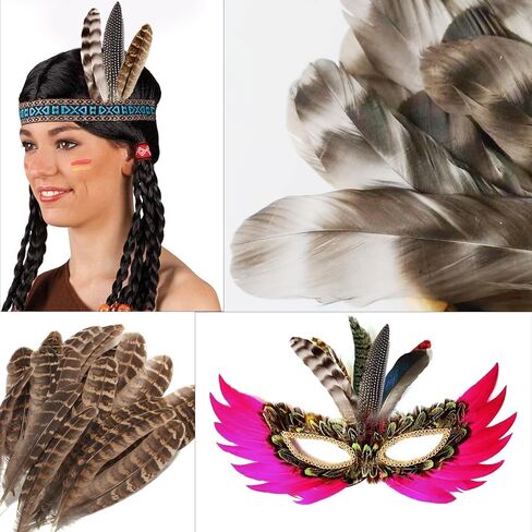 40 قطعة من ريش الديك الرومي الطبيعي، ريش الدراج المرقط، 4 أنماط من الريش للحرف اليدوية، قبعة DIY، ترتيبات الزهور، كرنفال الهالوين، ديكورات الحفلات in Kuwait