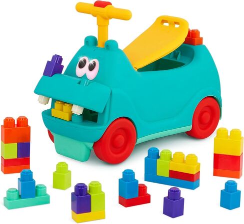 Battat – STEM Scooter – 26 Building Bricks – Lights & Sounds – Storage Seat – 12 Months + – Hippo Ride-On With Large Locblocs in Saudi Arabia