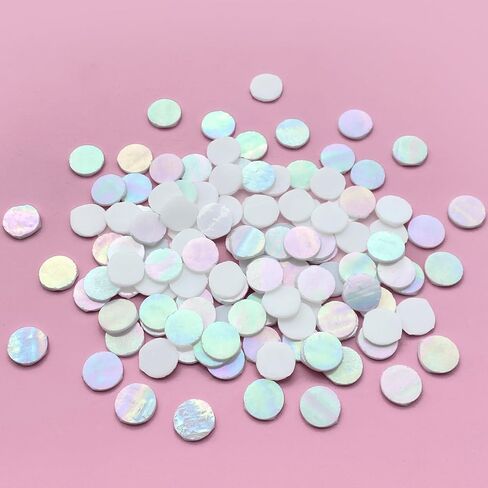 ILLUCKAI 3/4" Iridescent Round Glass Mosaic Tiles for Crafts, 280g 125pcs Circle Mosaic Glass Pieces, Stained Glass Kit Supplies for Home Decor(Iridescent Mix) in Kuwait