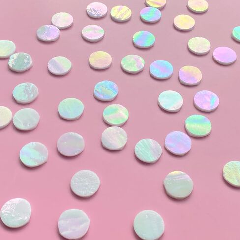 ILLUCKAI 3/4" Iridescent Round Glass Mosaic Tiles for Crafts, 280g 125pcs Circle Mosaic Glass Pieces, Stained Glass Kit Supplies for Home Decor(Iridescent Mix) in Kuwait