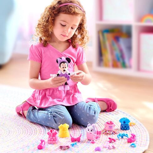 Disney Junior Minnie Mouse Glitter and Glam Pet Fashion Set, 23-piece Doll and Accessories, Officially Licensed Kids Toys for Ages 3 Up by Just Play in Saudi Arabia