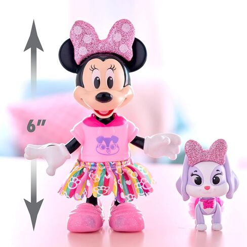 Disney Junior Minnie Mouse Glitter and Glam Pet Fashion Set, 23-piece Doll and Accessories, Officially Licensed Kids Toys for Ages 3 Up by Just Play in Saudi Arabia