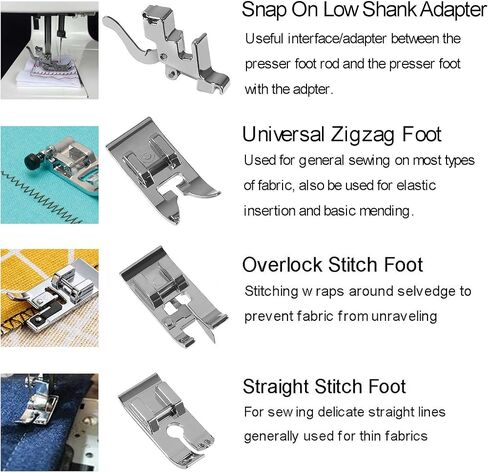 مجموعة أقدام ضغط 14 قطعة من ALAMSCN مع محول ساق منخفض، حامل قدم ضاغط عالمي لآلة الخياطة Brother Singer Janome Babylock Kenmore in Kuwait
