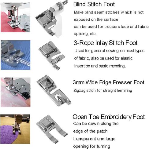 مجموعة أقدام ضغط 14 قطعة من ALAMSCN مع محول ساق منخفض، حامل قدم ضاغط عالمي لآلة الخياطة Brother Singer Janome Babylock Kenmore in Kuwait