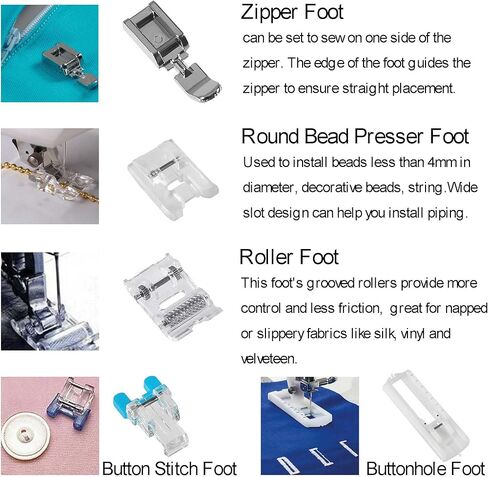 مجموعة أقدام ضغط 14 قطعة من ALAMSCN مع محول ساق منخفض، حامل قدم ضاغط عالمي لآلة الخياطة Brother Singer Janome Babylock Kenmore in Kuwait