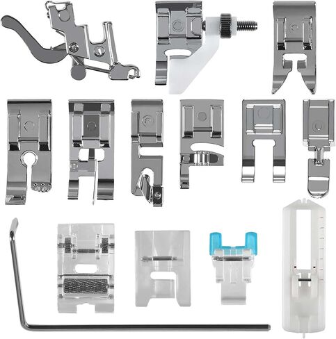 مجموعة أقدام ضغط 14 قطعة من ALAMSCN مع محول ساق منخفض، حامل قدم ضاغط عالمي لآلة الخياطة Brother Singer Janome Babylock Kenmore in Kuwait