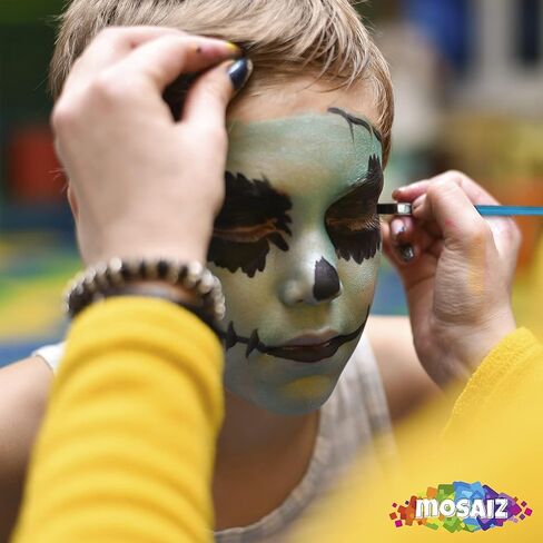 Facepaints Makeup Palette, Facepaint and Body Paint Set, Makeup Kit for Kids Party and Purim Costumes, Make up for Kids and Adults Professional, 18 Colors, 4 Metallic, 3 Brushes 30 Stencils in Kuwait