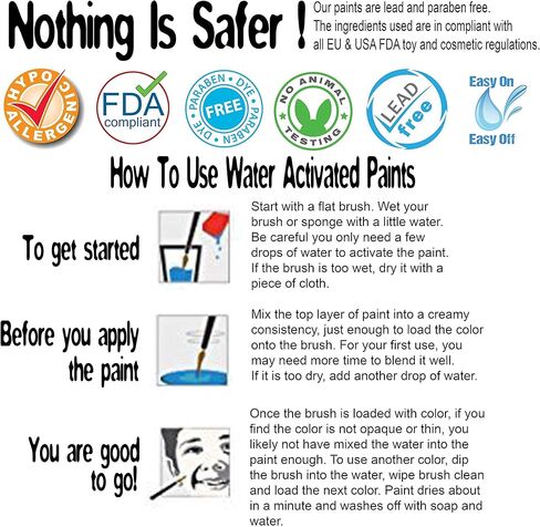 Facepaints Makeup Palette, Facepaint and Body Paint Set, Makeup Kit for Kids Party and Purim Costumes, Make up for Kids and Adults Professional, 18 Colors, 4 Metallic, 3 Brushes 30 Stencils in Kuwait