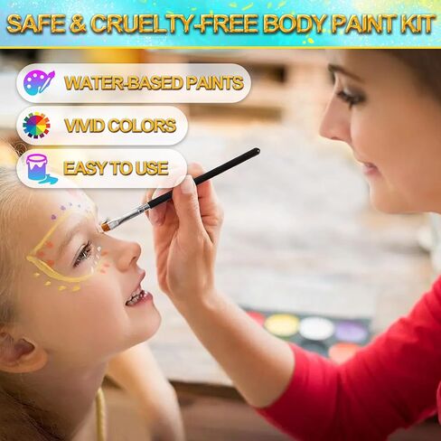 مجموعة طلاء الوجه والجسم، لوحة المكياج التي تعمل بالماء في الهالوين، تخزين مدمج في المساحة مع فرشتين - مجموعة طلاء فنية آمنة احترافية 15 لونًا للحفلات التنكرية والحفلات in Kuwait
