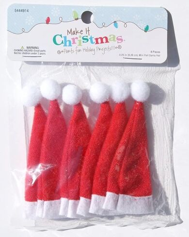 Lunch Money Mini Craft Santa Gnome Hats - 6 Count Mini Hats for Stocking Stuffers and Christmas Craft Projects in Saudi Arabia