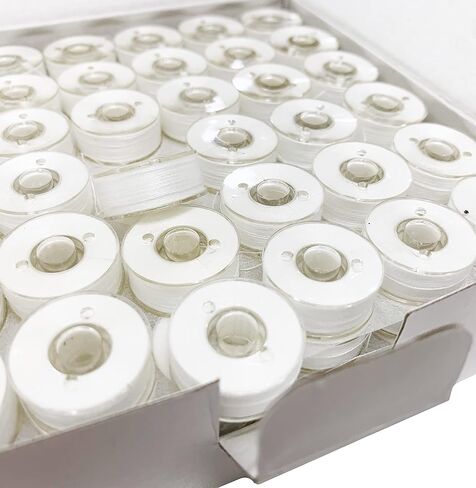 HimaPro 144 White Prewound Bobbins for Embroidery Machines Size L (SA155) Cardboard Sided Good for Brother, Babylock, Janome, Bernina, Husqvarna, Pfaff Embroidery Machines Etc (White) - 60 Weight in Saudi Arabia