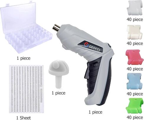 بكرة لف خيوط التطريز الكهربائية من جيوتشي، مع صندوق منظم خيط التطريز و200 بكرة خيط بلاستيكية صلبة وملصقات ارقام الخيط لاداة الخياطة والتطريز بنفسك in Kuwait