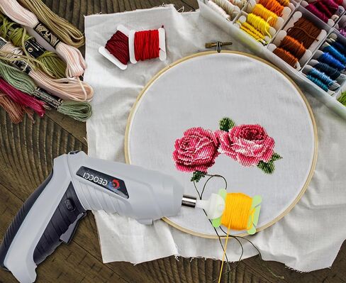 بكرة لف خيوط التطريز الكهربائية من جيوتشي، مع صندوق منظم خيط التطريز و200 بكرة خيط بلاستيكية صلبة وملصقات ارقام الخيط لاداة الخياطة والتطريز بنفسك in Kuwait