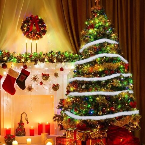 شريط زينة من الفرو الصناعي الابيض للكريسماس بطول 13 ياردة، اكليل شجرة الكريسماس، شريط من الفرو الصناعي، اكسسوارات الحرف اليدوية لتزيين حفلات العطلات والخياطة والتشذيب بعرض 1.57 انش in Kuwait