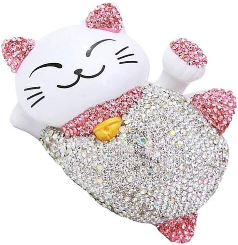 Wakauto Lucky Cat التماثيل الشمسية لعبة الرقص لوحة القيادة دمية محظوظ تمثال القط يلوح الذراع الصينية اليابانية تمثال سيارة إكسسوارات ديكور منزلي in Saudi Arabia