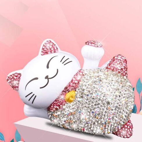 Wakauto Lucky Cat التماثيل الشمسية لعبة الرقص لوحة القيادة دمية محظوظ تمثال القط يلوح الذراع الصينية اليابانية تمثال سيارة إكسسوارات ديكور منزلي in Saudi Arabia