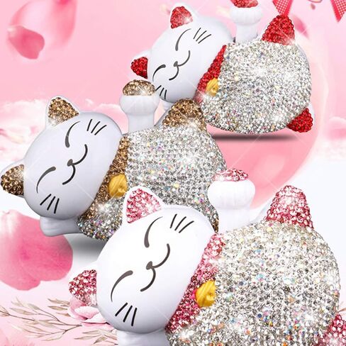 Wakauto Lucky Cat التماثيل الشمسية لعبة الرقص لوحة القيادة دمية محظوظ تمثال القط يلوح الذراع الصينية اليابانية تمثال سيارة إكسسوارات ديكور منزلي in Saudi Arabia