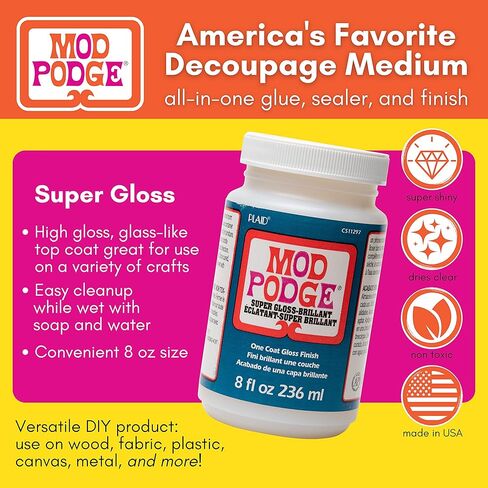 Mod Podge Super Thick Gloss (8-Ounce) and Mod Podge Paint Brush Applicator, 2.25-Inch Basic in Saudi Arabia