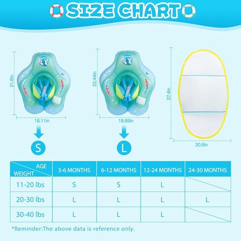 Refasy Baby Swimming Float Inflatable Infant Pool Float UPF50+ Sun Protection Canopy in Kuwait