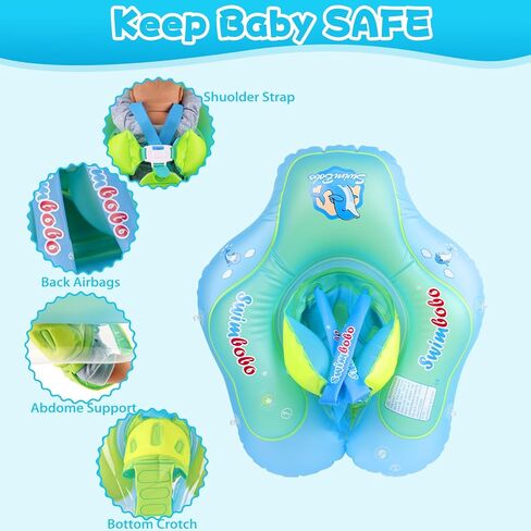 Refasy Baby Swimming Float Inflatable Infant Pool Float UPF50+ Sun Protection Canopy in Kuwait