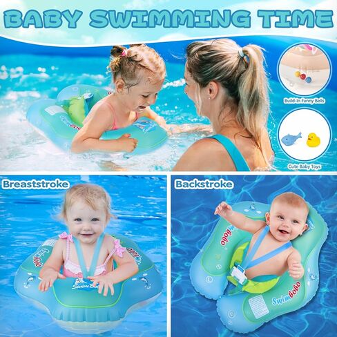 Refasy Baby Swimming Float Inflatable Infant Pool Float UPF50+ Sun Protection Canopy in Kuwait
