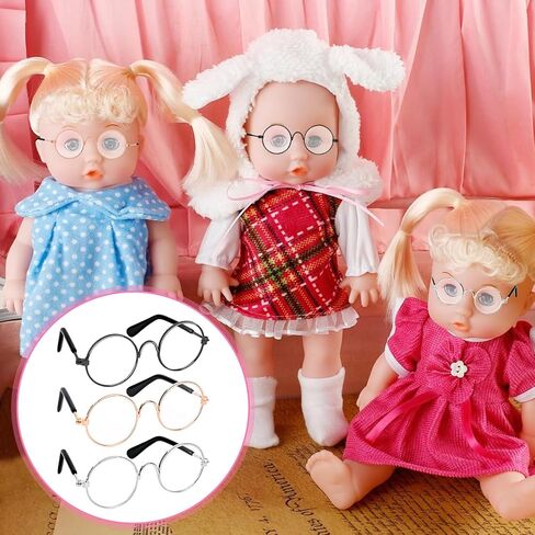 12 زوجًا من نظارات الدمى بحافة سلكية معدنية وعدسات شفافة، نظارات صغيرة من القماش، نظارات شمسية صغيرة ريترو للدمى والحيوانات الأليفة، اكسسوارات ازياء تنكرية in Kuwait