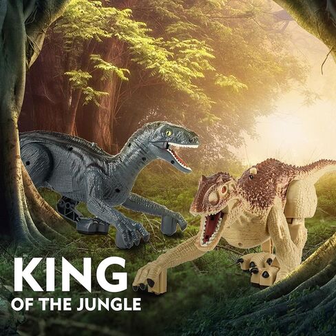 لعبة ديناصور بجهاز تحكم عن بعد من Teensmagic للأولاد والأطفال 3-5 6-12 - روبوت Jurassic T-Rex RC مع ضوء وصوت هدير، هدية عيد ميلاد تعليمية للأولاد والبنات in Kuwait