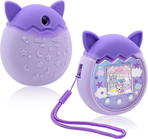 حافظة من السيليكون من Winceed لجهاز ألعاب الحيوانات الأليفة الافتراضية Tamagotchi Pix، غطاء واقٍ لجلد Tamagotchi Pix مع حزام يد (فيروزي+وردي) in Kuwait