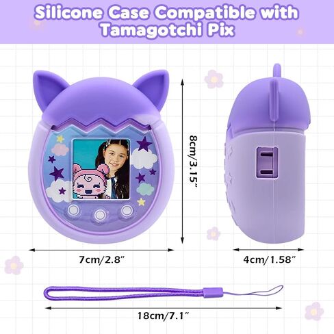 حافظة من السيليكون من Winceed لجهاز ألعاب الحيوانات الأليفة الافتراضية Tamagotchi Pix، غطاء واقٍ لجلد Tamagotchi Pix مع حزام يد (فيروزي+وردي) in Kuwait