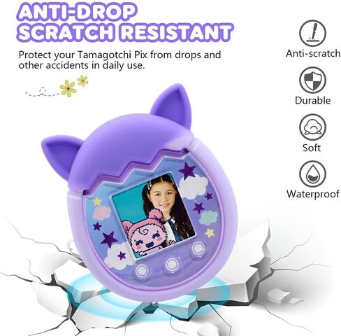 حافظة من السيليكون من Winceed لجهاز ألعاب الحيوانات الأليفة الافتراضية Tamagotchi Pix، غطاء واقٍ لجلد Tamagotchi Pix مع حزام يد (فيروزي+وردي) in Kuwait