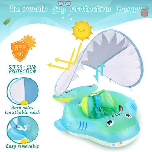 عوامة حمام السباحة للأطفال، عوامة سباحة للأطفال مع مظلة، عوامات سباحة للأطفال قابلة للنفخ مع دعم آمن، عوامة حمام سباحة للأطفال من عمر 12 إلى 18 شهرًا، مدرب سباحة للأطفال من سن 3 إلى 36 شهرًا in Kuwait