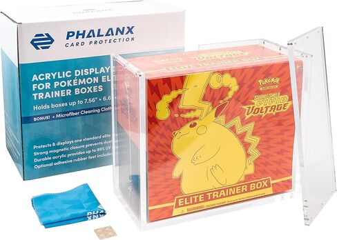 Phalanx Elite Trainer Box Acrylic Display Case for Pokemon Elite Trainer Box - Premium Acrylic Magnetic Box 99% UV Protection with Microfiber Cloth & Rubber Feet (Cards Not Included) in Kuwait
