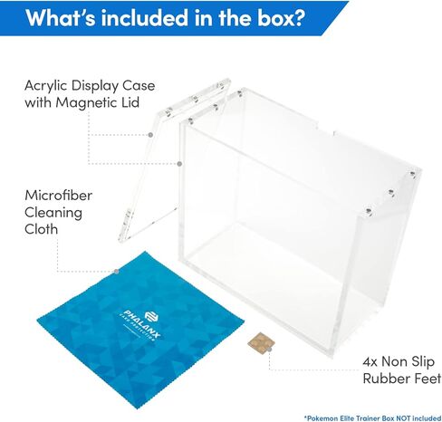Phalanx Elite Trainer Box Acrylic Display Case for Pokemon Elite Trainer Box - Premium Acrylic Magnetic Box 99% UV Protection with Microfiber Cloth & Rubber Feet (Cards Not Included) in Kuwait
