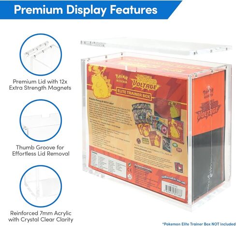 Phalanx Elite Trainer Box Acrylic Display Case for Pokemon Elite Trainer Box - Premium Acrylic Magnetic Box 99% UV Protection with Microfiber Cloth & Rubber Feet (Cards Not Included) in Kuwait