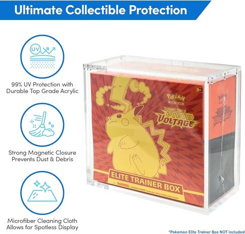 Phalanx Elite Trainer Box Acrylic Display Case for Pokemon Elite Trainer Box - Premium Acrylic Magnetic Box 99% UV Protection with Microfiber Cloth & Rubber Feet (Cards Not Included) in Kuwait