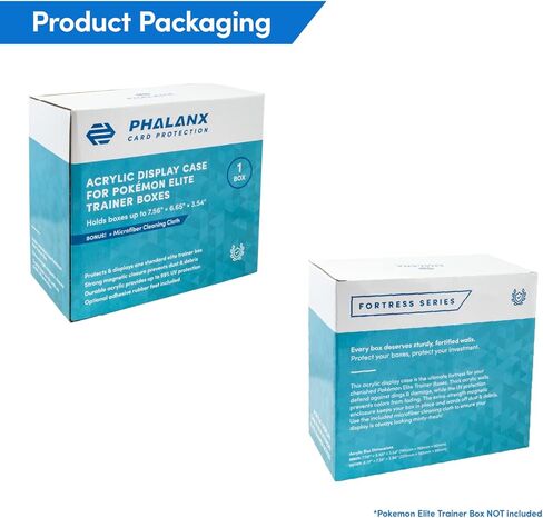 Phalanx Elite Trainer Box Acrylic Display Case for Pokemon Elite Trainer Box - Premium Acrylic Magnetic Box 99% UV Protection with Microfiber Cloth & Rubber Feet (Cards Not Included) in Kuwait