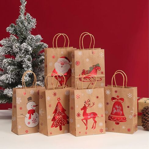 HAJCWH 18 PCS Christmas Party Supplies Party Bags,Candy Bags for Christmas Party,Paper Tote Bags Party Favor Bags for Kids Christmas Party Supplies Decorations. in Saudi Arabia